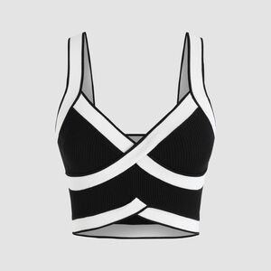 BLACK & WHITE CROSS CROP TANK TOP